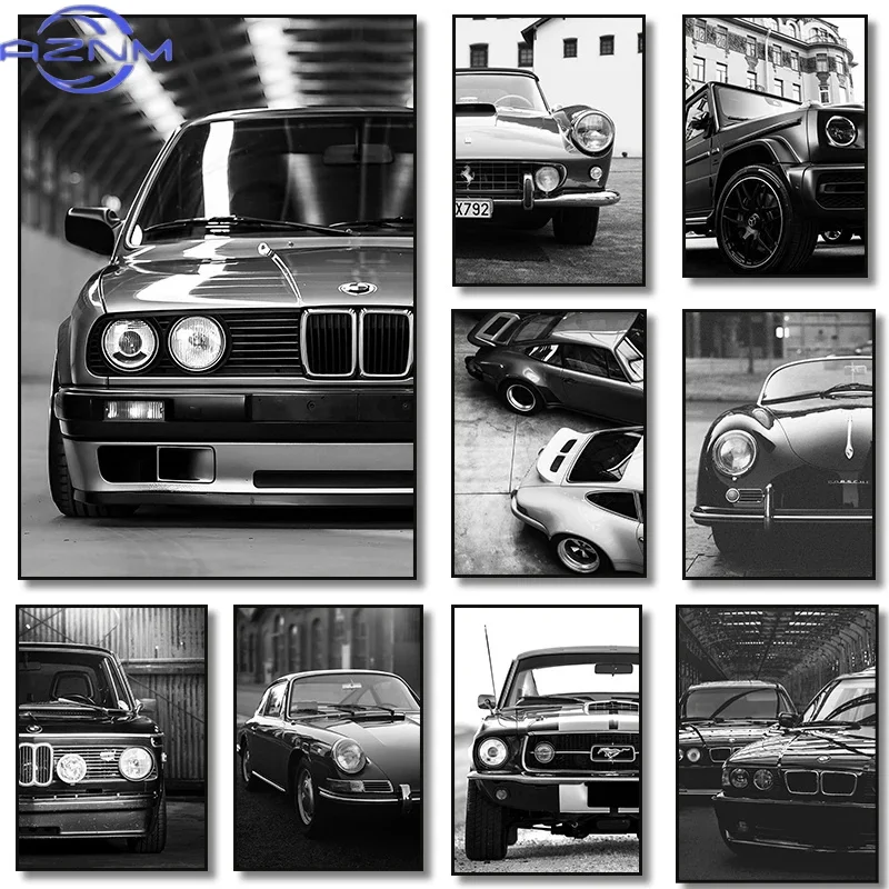 現代ファッションウォールアートシンプルな黒と白の高級車HDキ - Quiet Luxury Lifestyle のレビューと価格