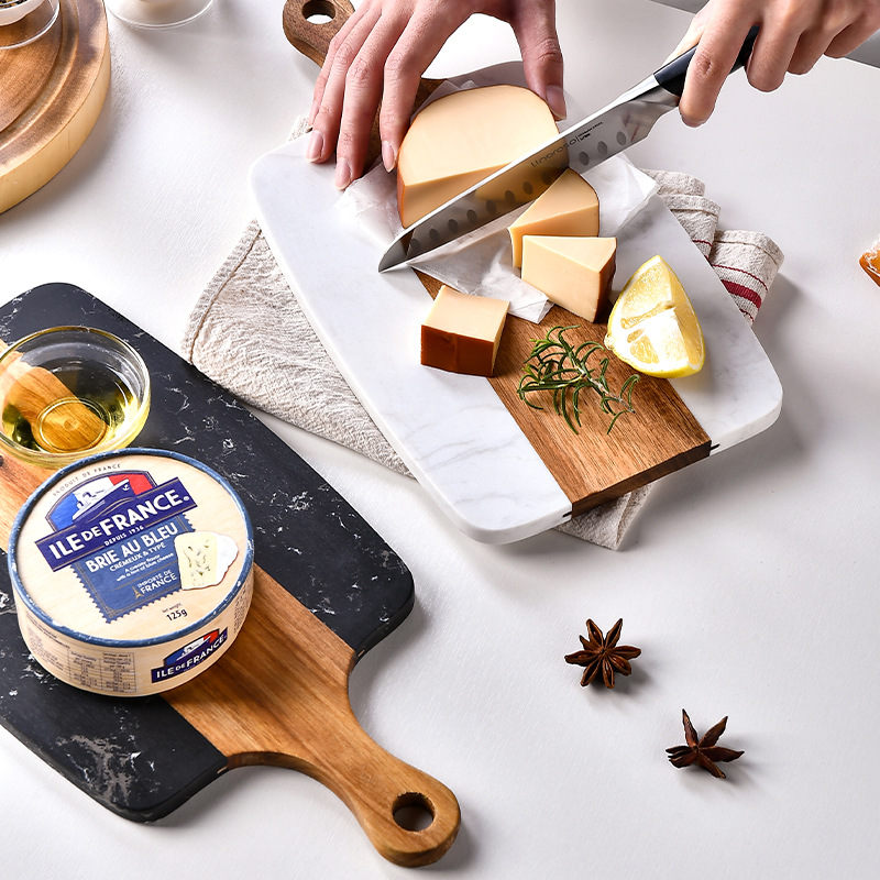 マホガニー木目調カッティングボード - 片面大理石象嵌、ステ - Marble Serving Board のレビューと価格