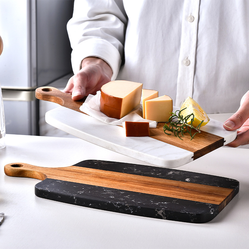 マホガニー木目調カッティングボード - 片面大理石象嵌、ステ - Marble Serving Board のレビューと価格