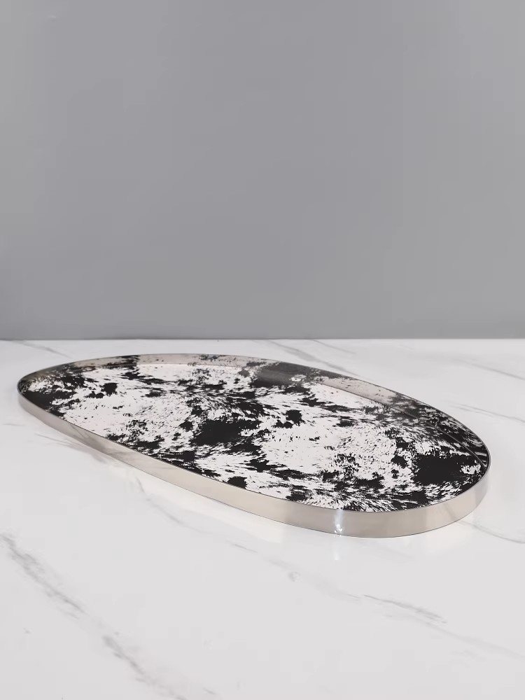 軽贅沢 高級感 創造性 馬毛革 金属製トレイ モダン シンプ - Marble Serving Board のレビューと価格