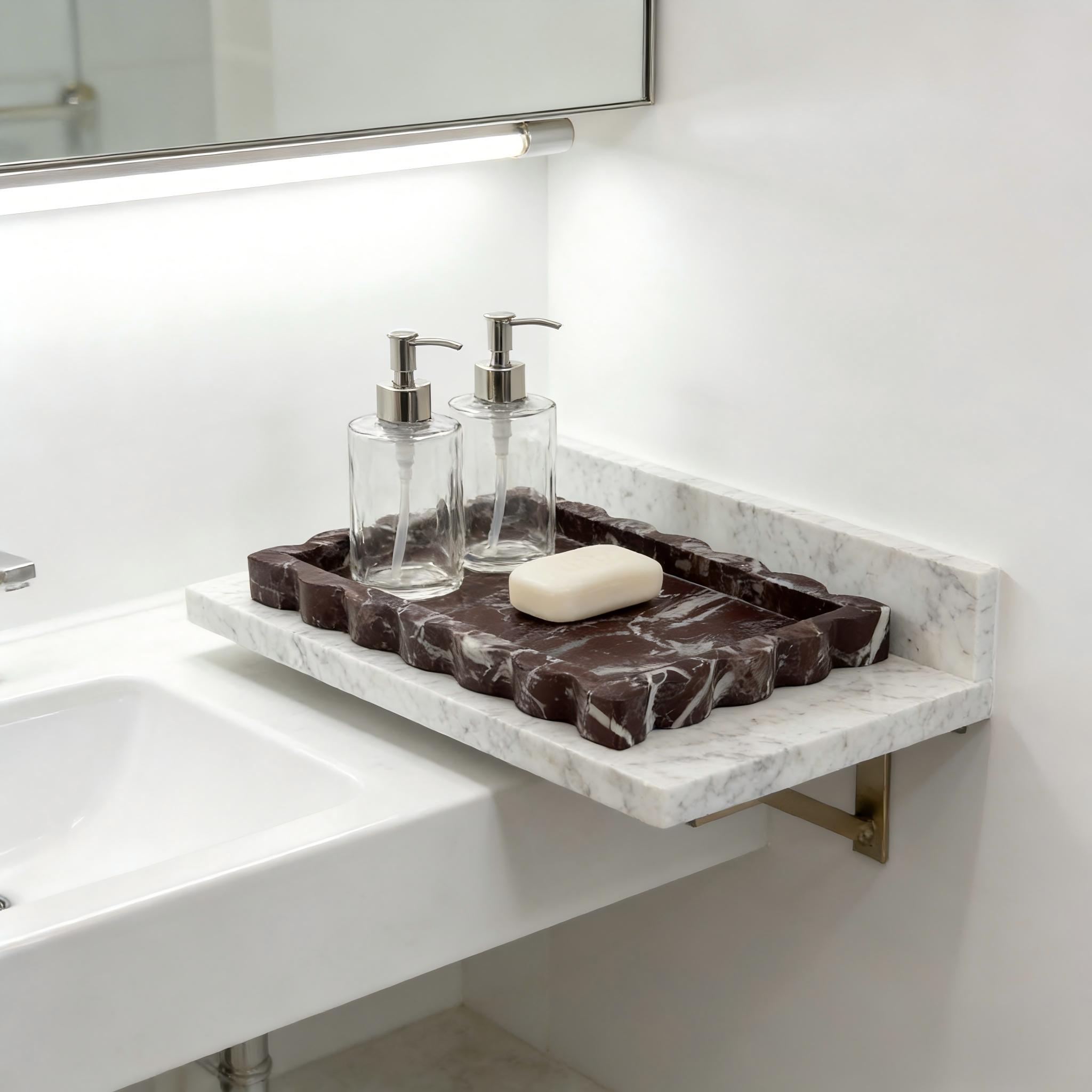 天然紫ロススカラップ大理石トレイ、天然大理石トレイ、高級装飾 - Marble Serving Board のレビューと価格