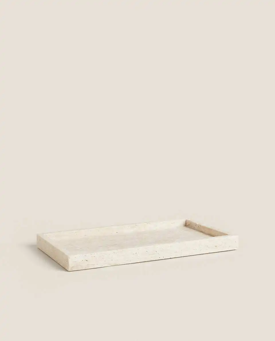 わびサビスタイルイエロートラバーチントレイ、長方形ベージュ大 - Marble Serving Board のレビューと価格