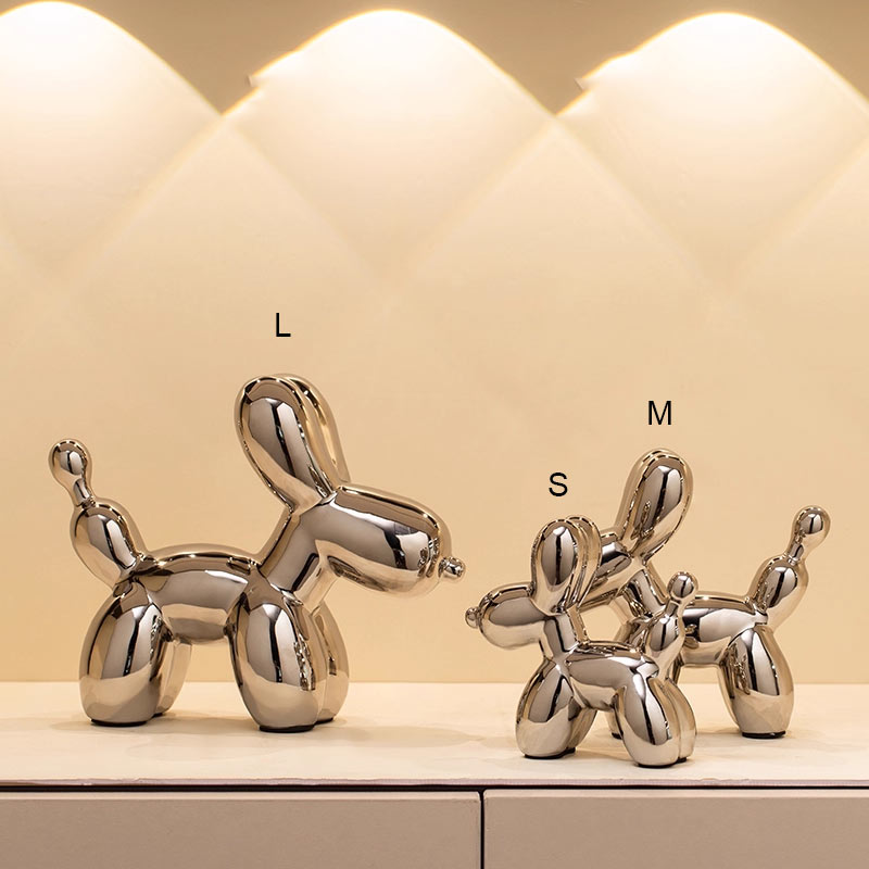 セラミック彫刻シルバーバルーン犬装飾像工芸置物寝室デスクトッ - Quiet Luxury Lifestyle のレビューと価格