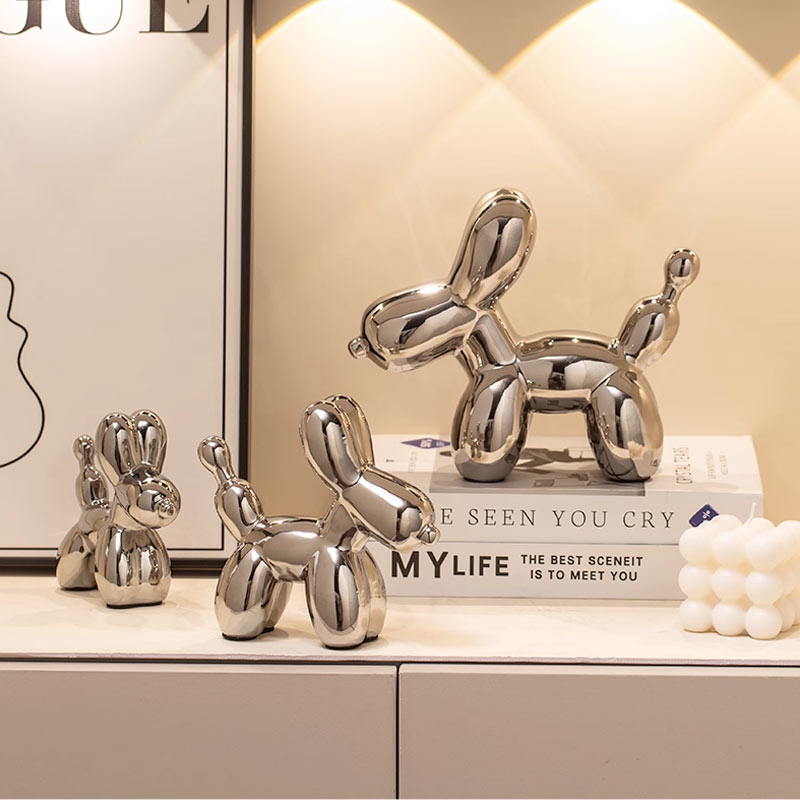 セラミック彫刻シルバーバルーン犬装飾像工芸置物寝室デスクトッ - Quiet Luxury Lifestyle のレビューと価格