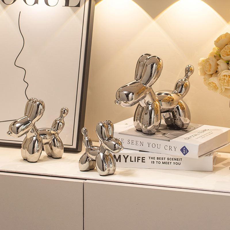 セラミック彫刻シルバーバルーン犬装飾像工芸置物寝室デスクトッ - Quiet Luxury Lifestyle のレビューと価格
