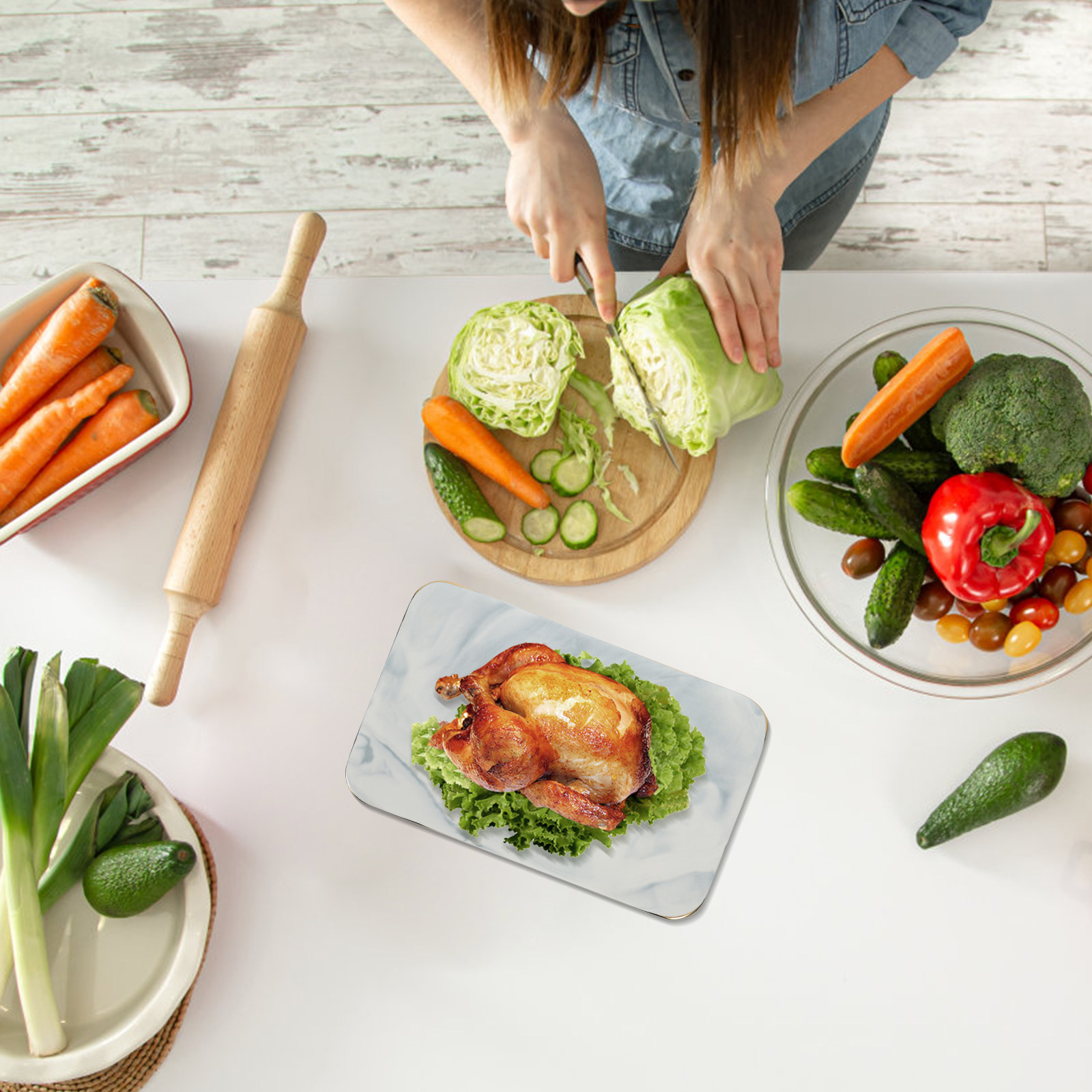 大理石模様のトレイ、上品なデザインのまな板、キッチン用品、多 - Marble Serving Board のレビューと価格