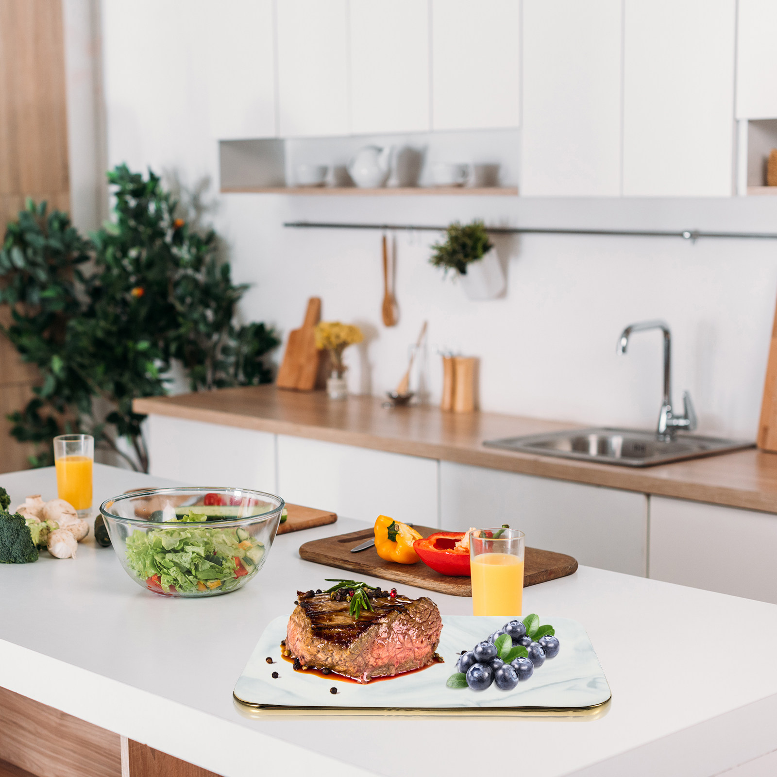 大理石模様のトレイ、上品なデザインのまな板、キッチン用品、多 - Marble Serving Board のレビューと価格