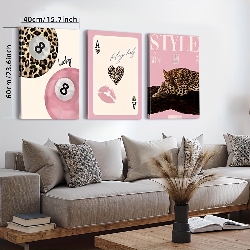 3ピース レオパード チーター キャンバス ウォールアート  - Quiet Luxury Lifestyle のレビューと価格