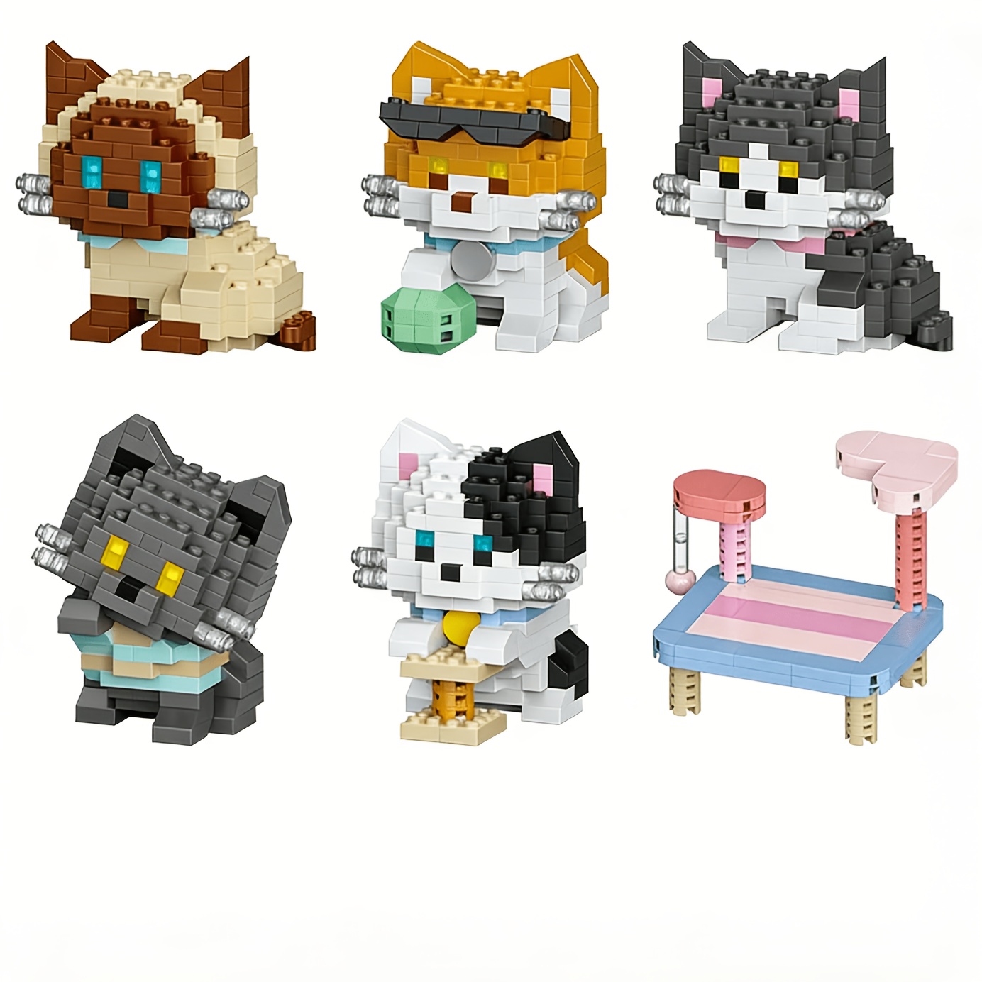 猫シリーズの組み立てブロック6個セット、オレンジ色の猫、ブリ - Quiet Luxury Lifestyle のレビューと価格