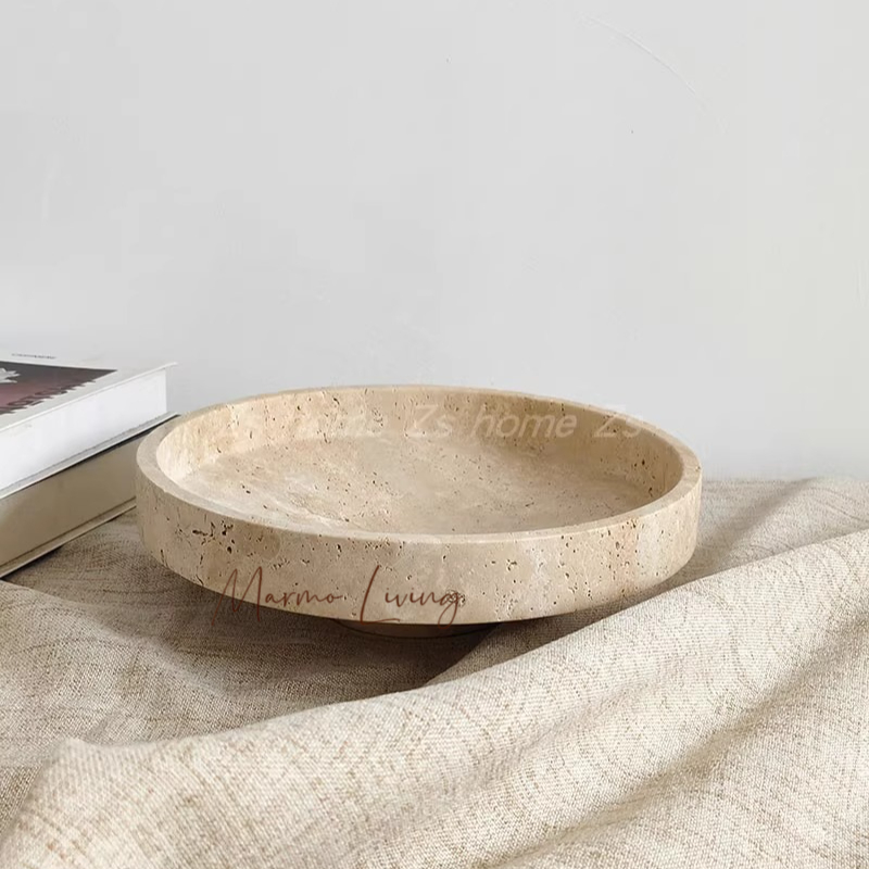 ベージュトラバーチンボウル侘び寂びスタイル天然大理石フルーツ - Marble Serving Board のレビューと価格