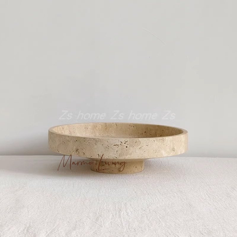 ベージュトラバーチンボウル侘び寂びスタイル天然大理石フルーツ - Marble Serving Board のレビューと価格