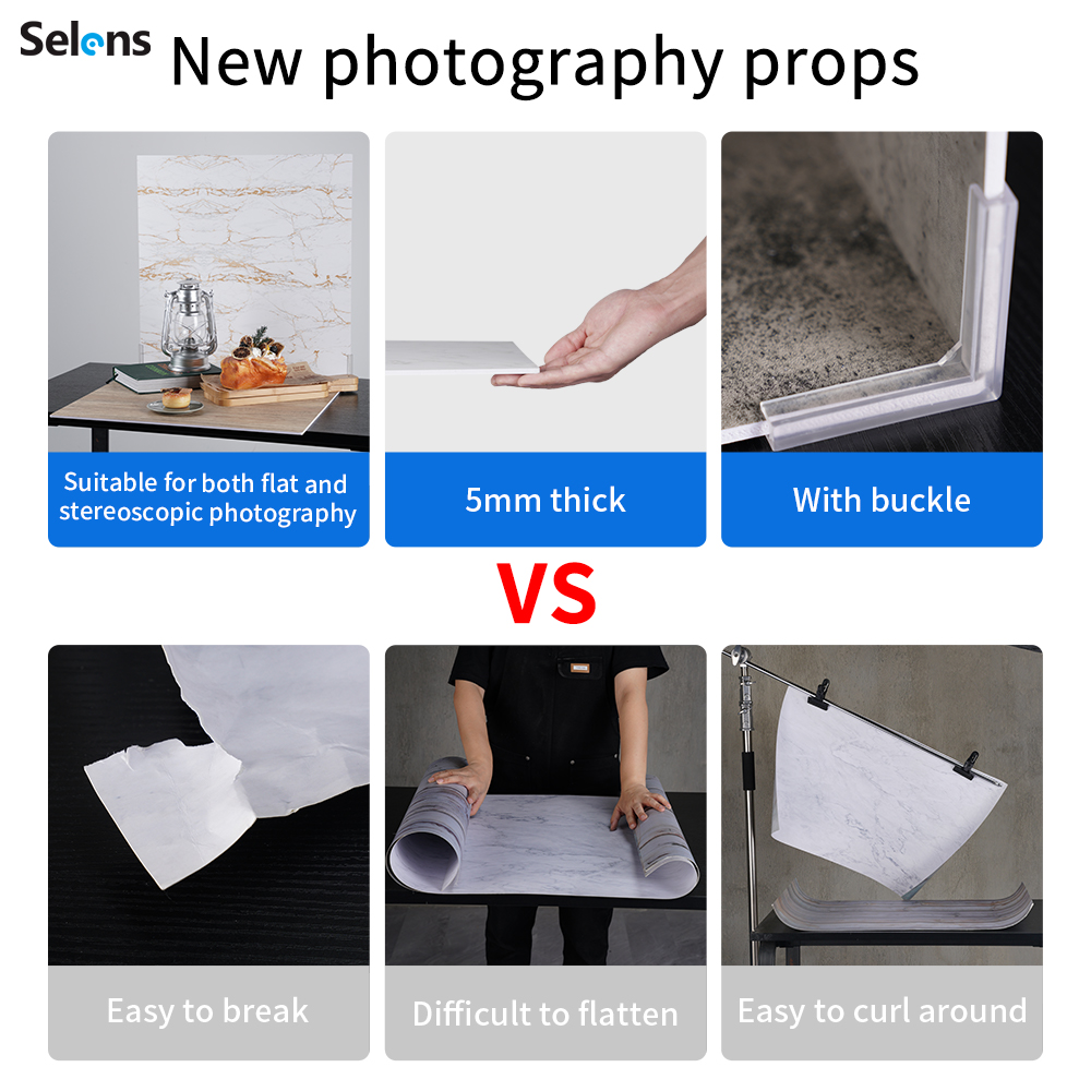 Selens 60x60cm 写真用背景ボード＋固定クリップ - Marble Serving Board のレビューと価格
